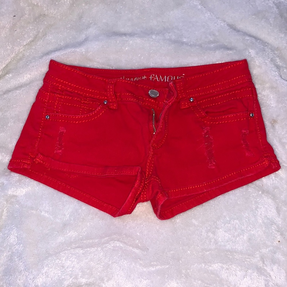 Red Jean Shorts